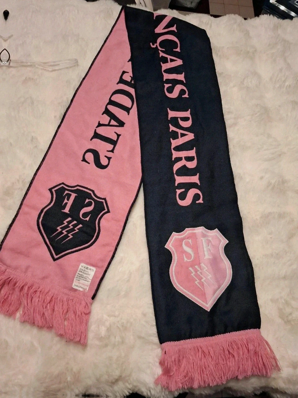 Écharpe Stade Français Paris Rugby Officielle – Vintage Circa 2005 – Marine & Rose