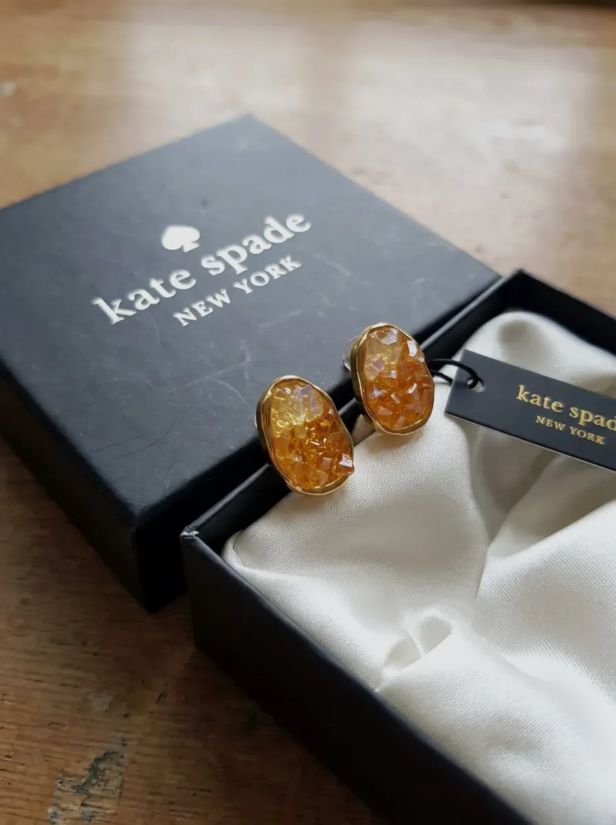 Boucles d'oreilles Kate Spade dorées cristal ambré – kate spade – Doré ambré – taille Taille unique 5