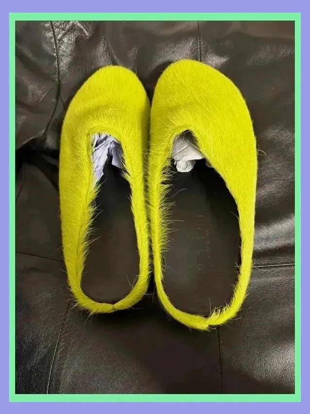 Mules Marni Long Haircalf Fussbett Sabot Light Lime Green núm.44 😍 – Marni – taille 44 4