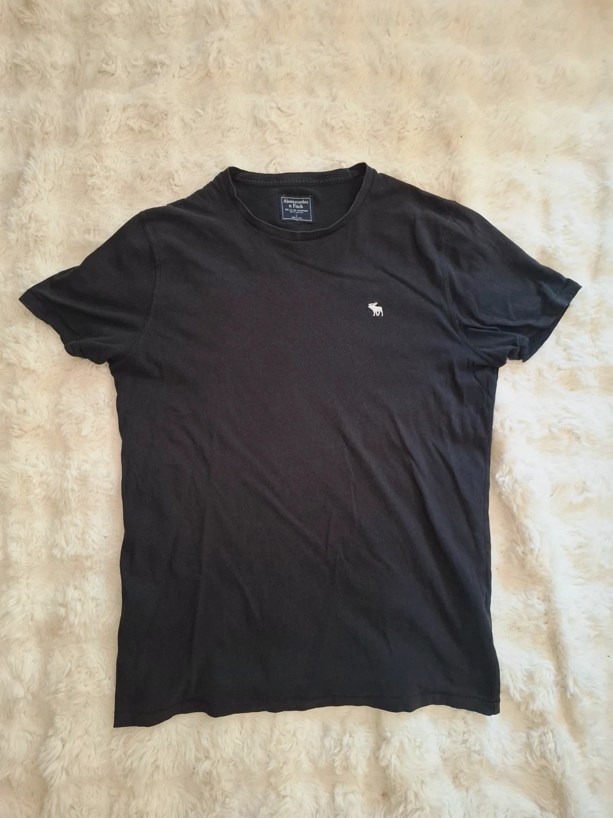 T-shirt basique Abercrombie & Fitch - Noir - Logo brodé - Taille L