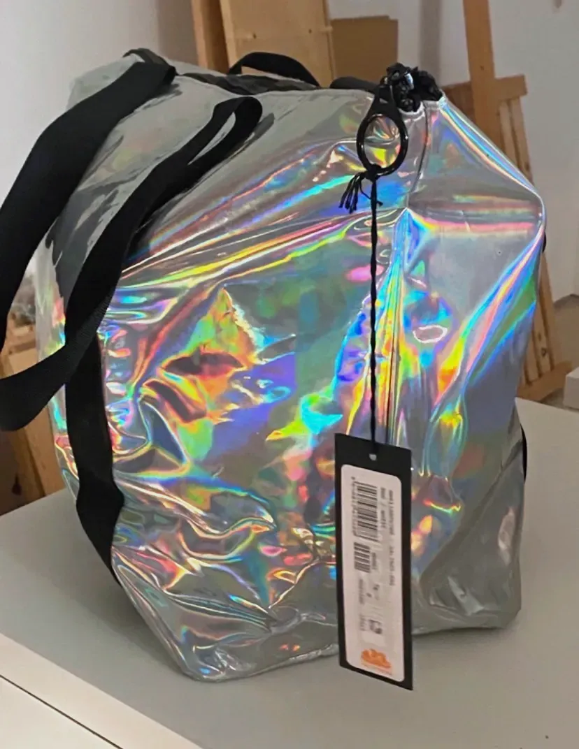 Sac à dos holographique avec poignées noires – tendance – holographique irisé – taille Taille unique 3