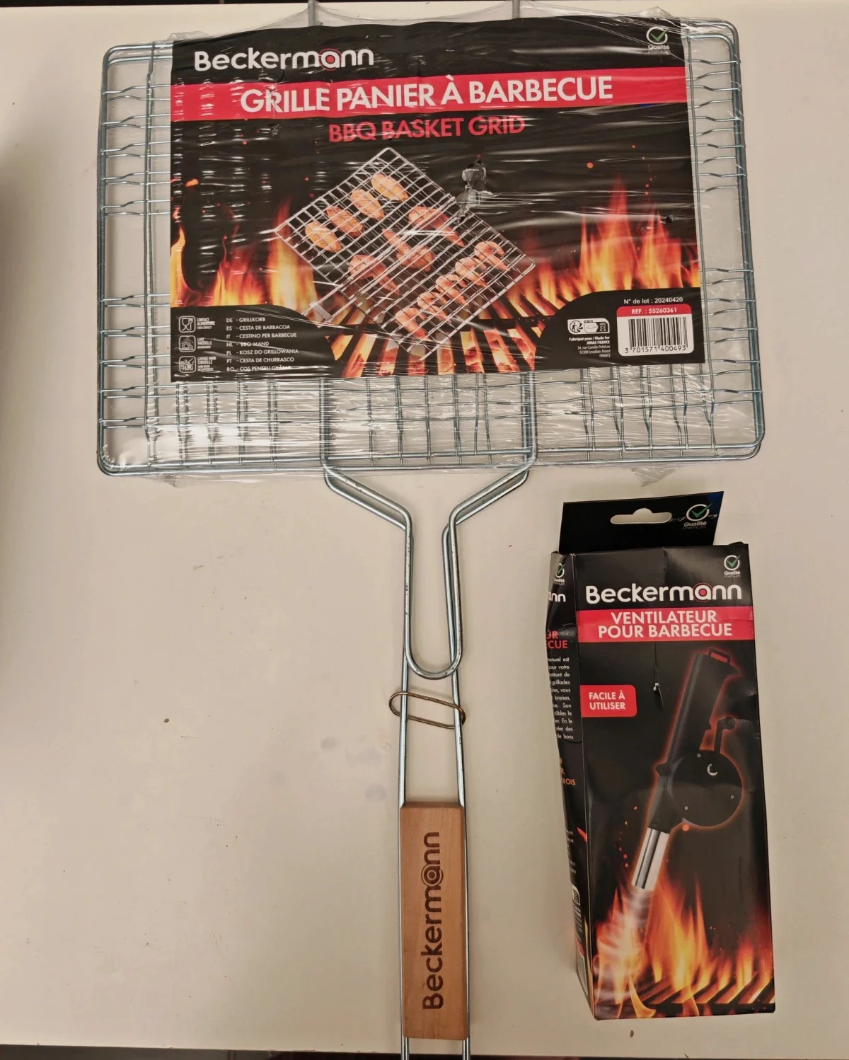Kit barbecue neuf beckermann – grille panier + ventilateur manuel bbq