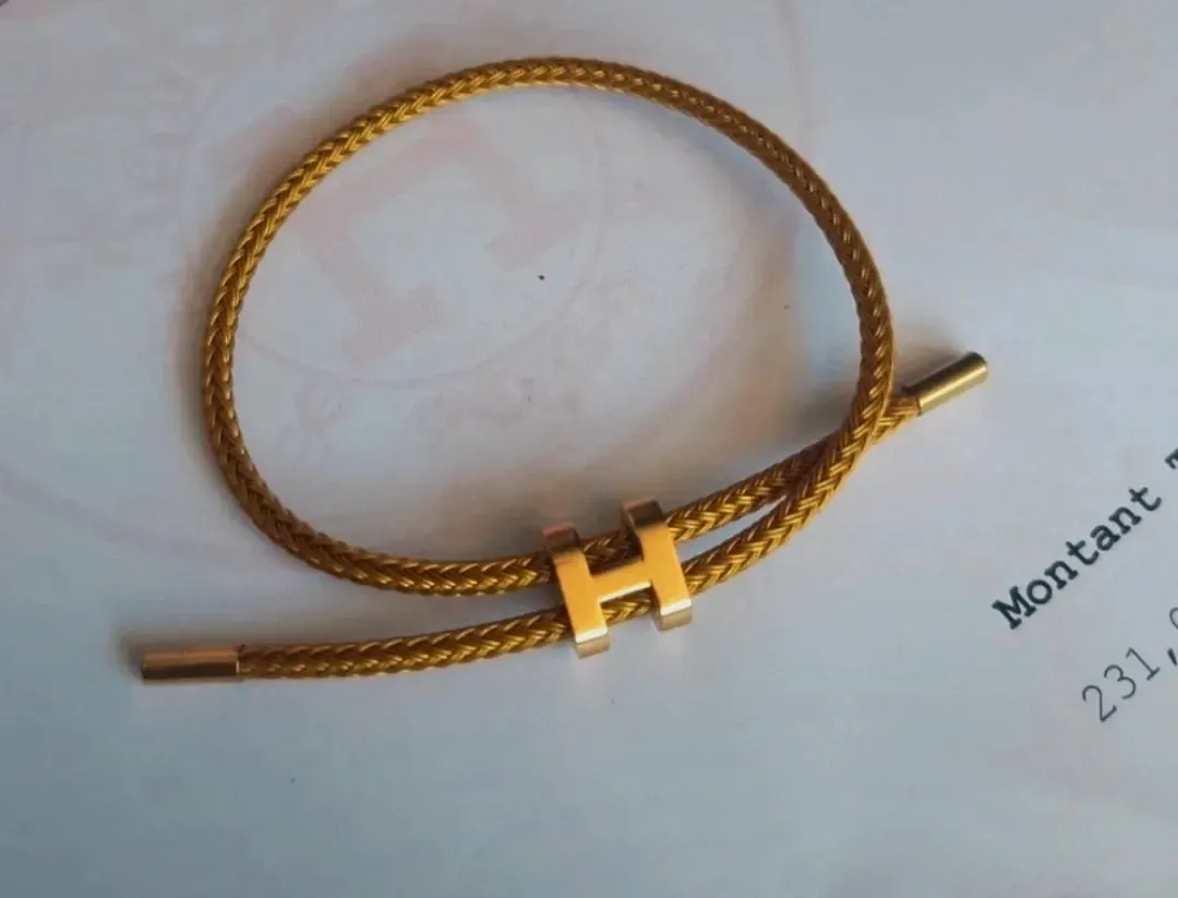 Bracelet jonc tressé doré fermoir H – Hermès – doré – taille S 6