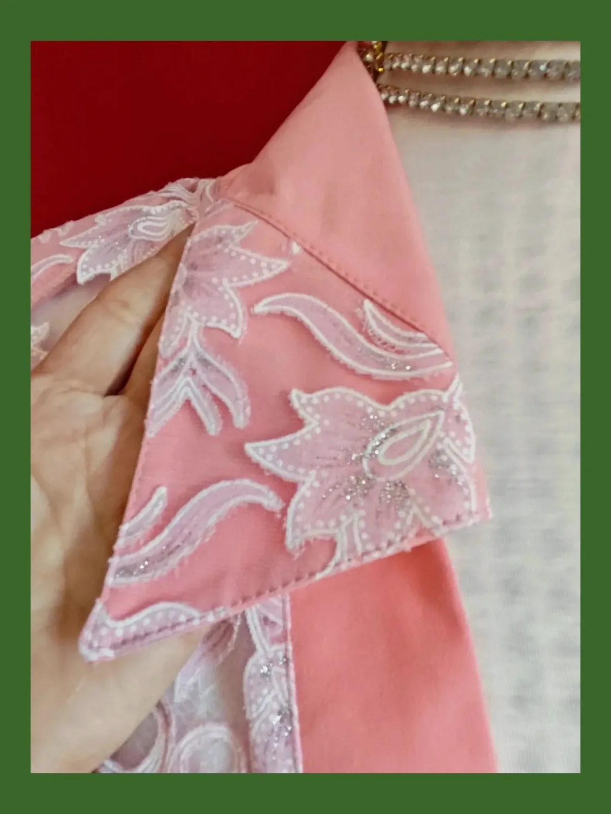 🌺 Elegante sobrecamisa de gasa transparente con flores rosa y brillos plateados – matex – taille 4XL / 48 / 20 4
