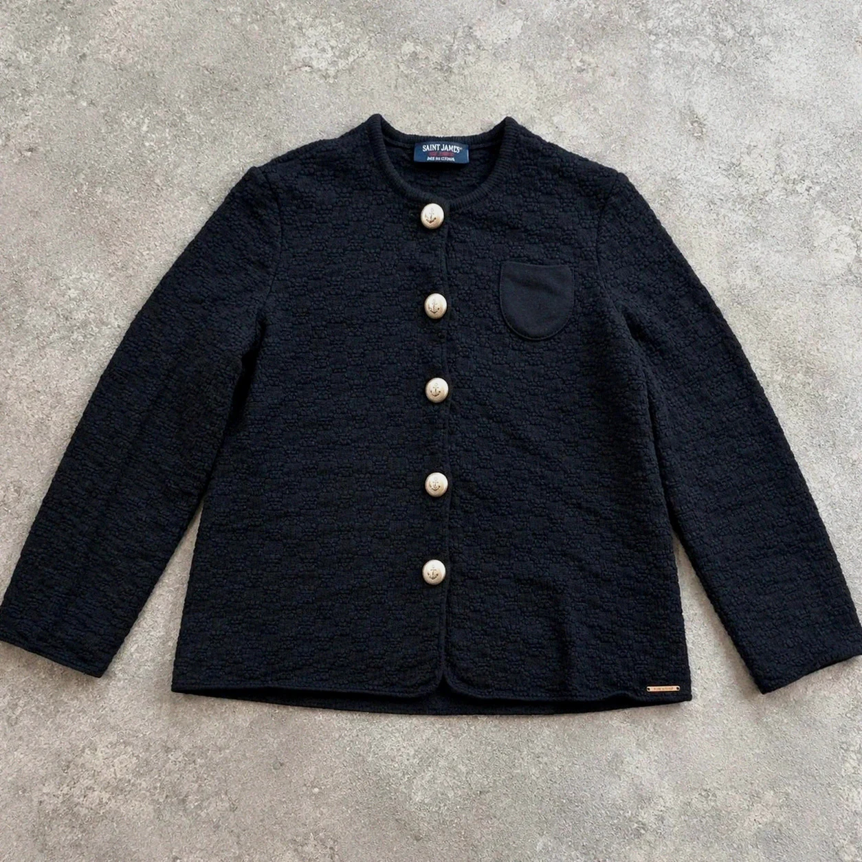 Saint James cardigan gilet pure laine vierge Made in France bleu marine XS / 38 – St. James – taille XS / 34 / 6