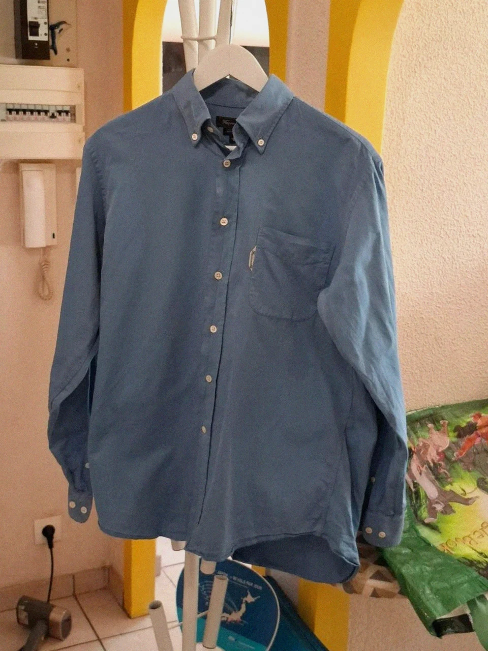 Chemise Manches Longues Rétro Façonnable - Denim / Bleu Clair - Taille 2 / 15R