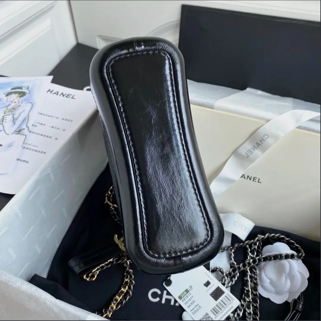 Chanel sac à main chaîne dorée noir – Chanel – noir – taille Taille unique 6