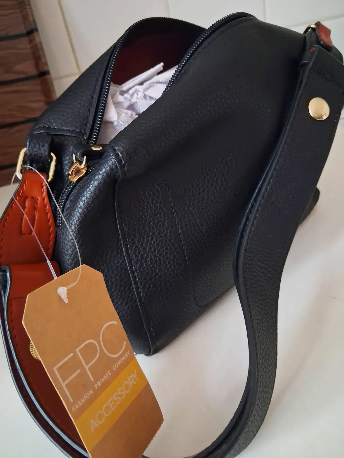 Sac bandoulière FPC en similicuir noir – FPC – taille Taille unique 2