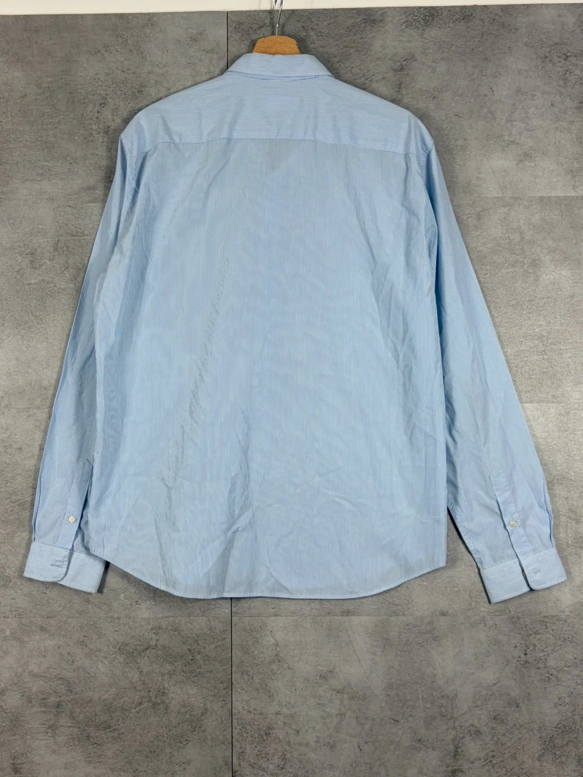 Balibaris hommes chemise rayée taille 41 coton bleu ciel business bureau casual classique – Balibaris – taille 41 cm 2
