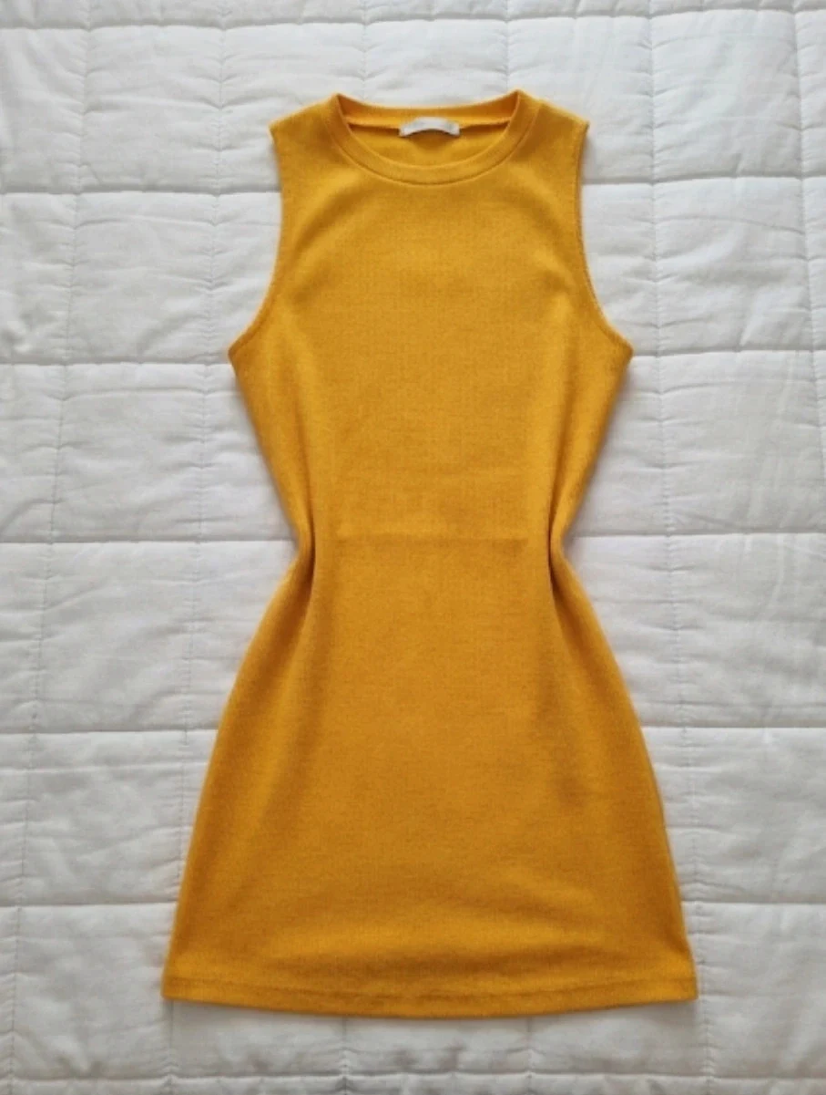 Zara Orange Ribbed Bodycon Mini Dress - Size M – Zara – taille M / 38 / 10