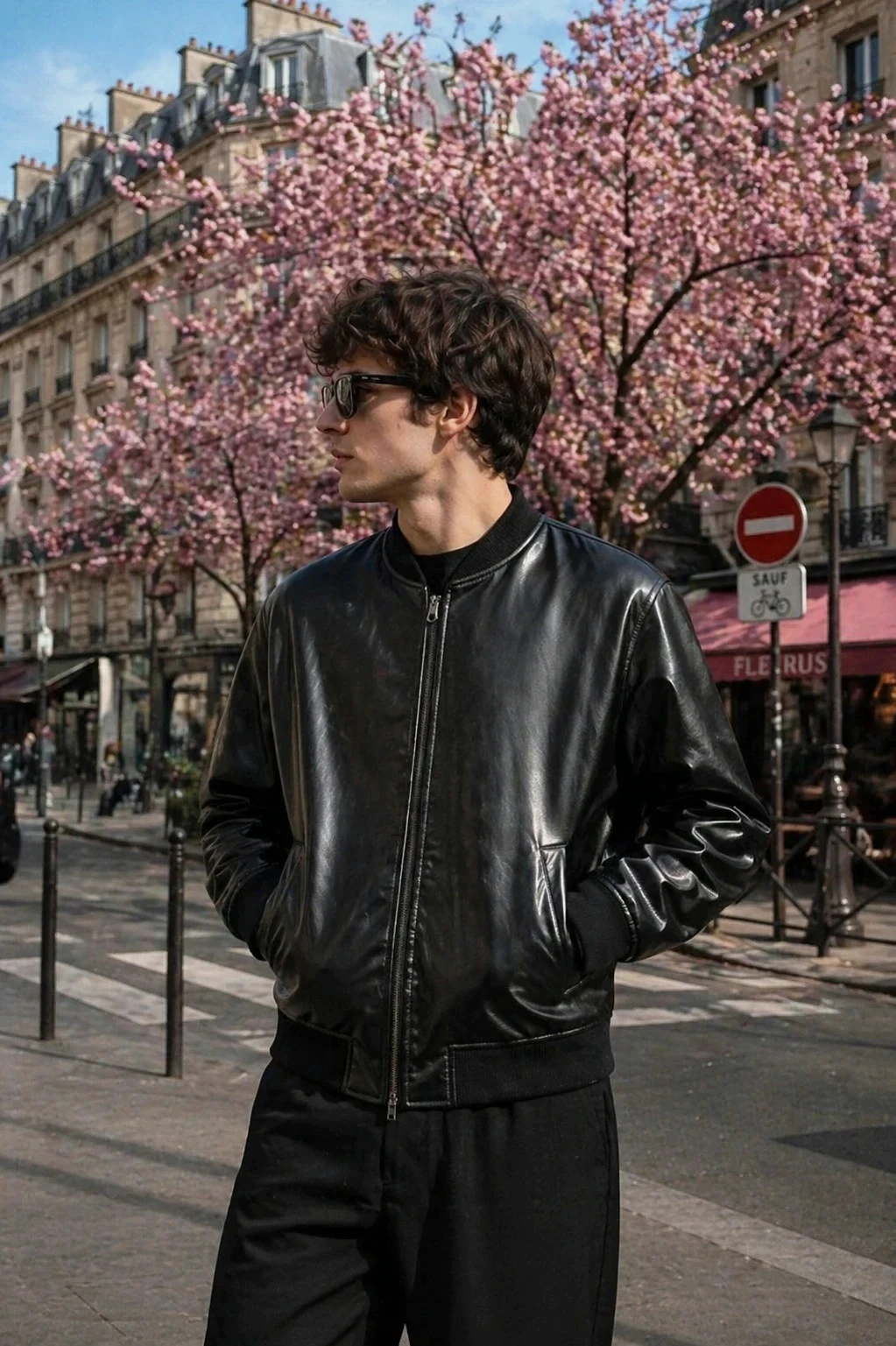Bomber noir style cuir/black leather jacket– taille S 🖤 – Zara – taille S