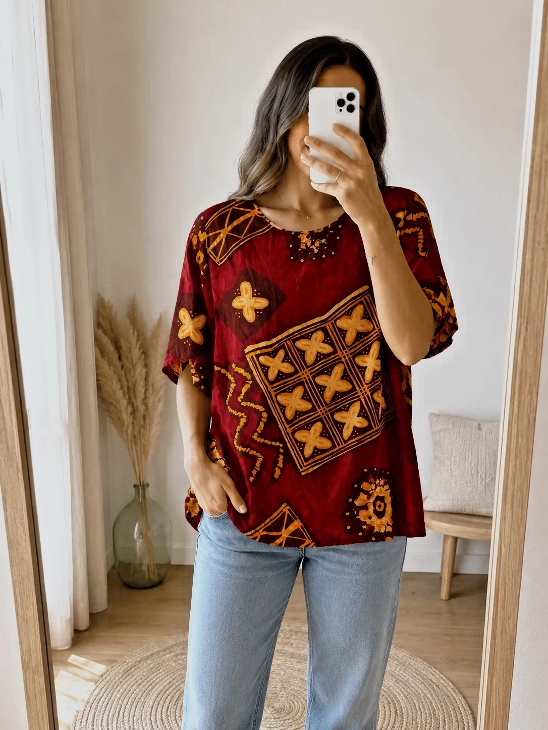 Blouse Adèle Joris rouge imprimée taille M