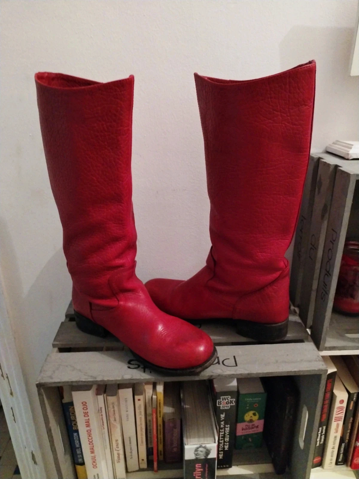 Bottes cuir rouge grainé – MINKA DESIGN – taille 38