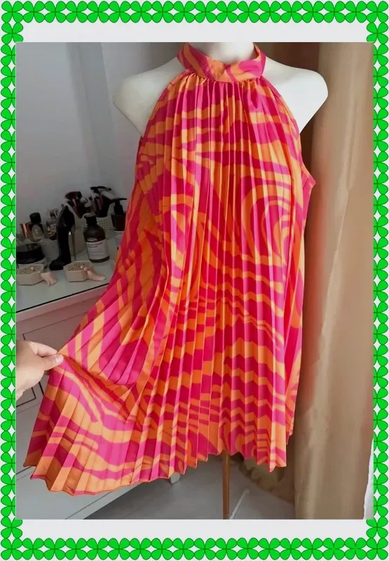 Robe plissée Shein rose orange – Shein – rose orange – taille 36 3