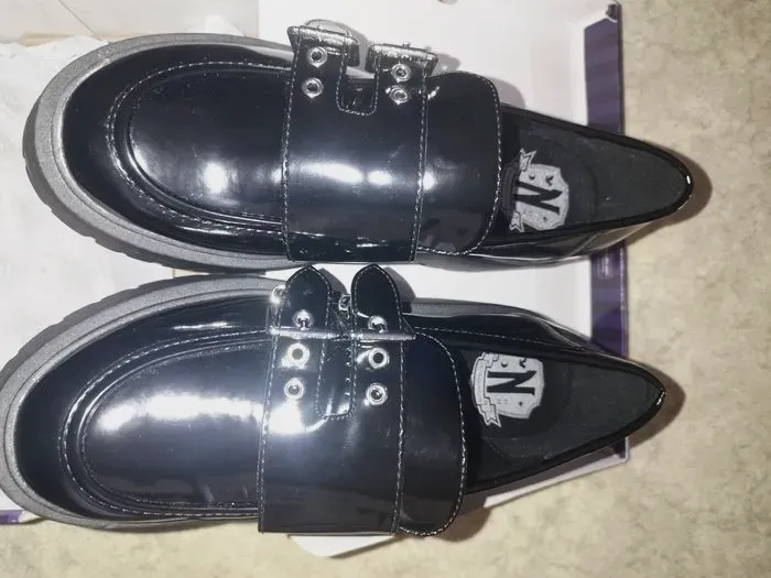 Wednesday Chaussures plateforme noires vernis – Wednesday – noir vernis – taille EU 39 5