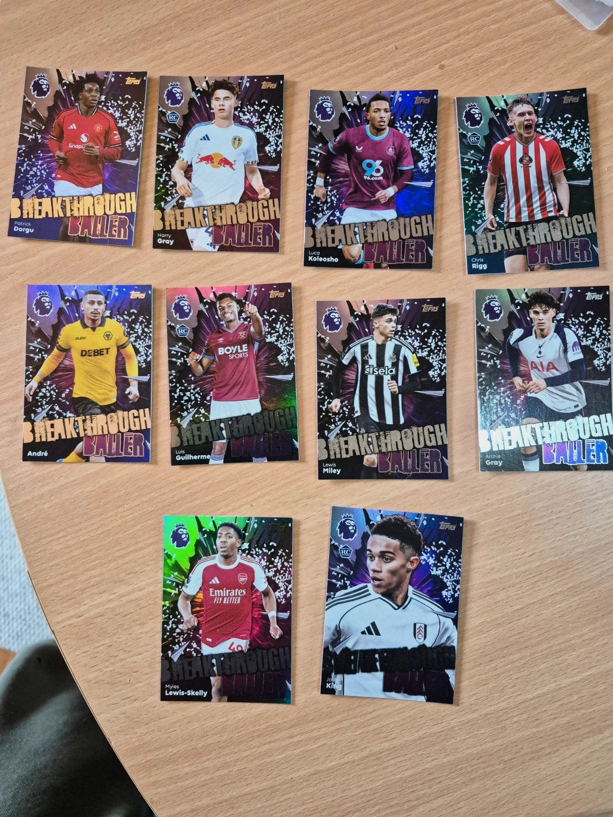 Lot de 10 cartes topps breakthrough baller