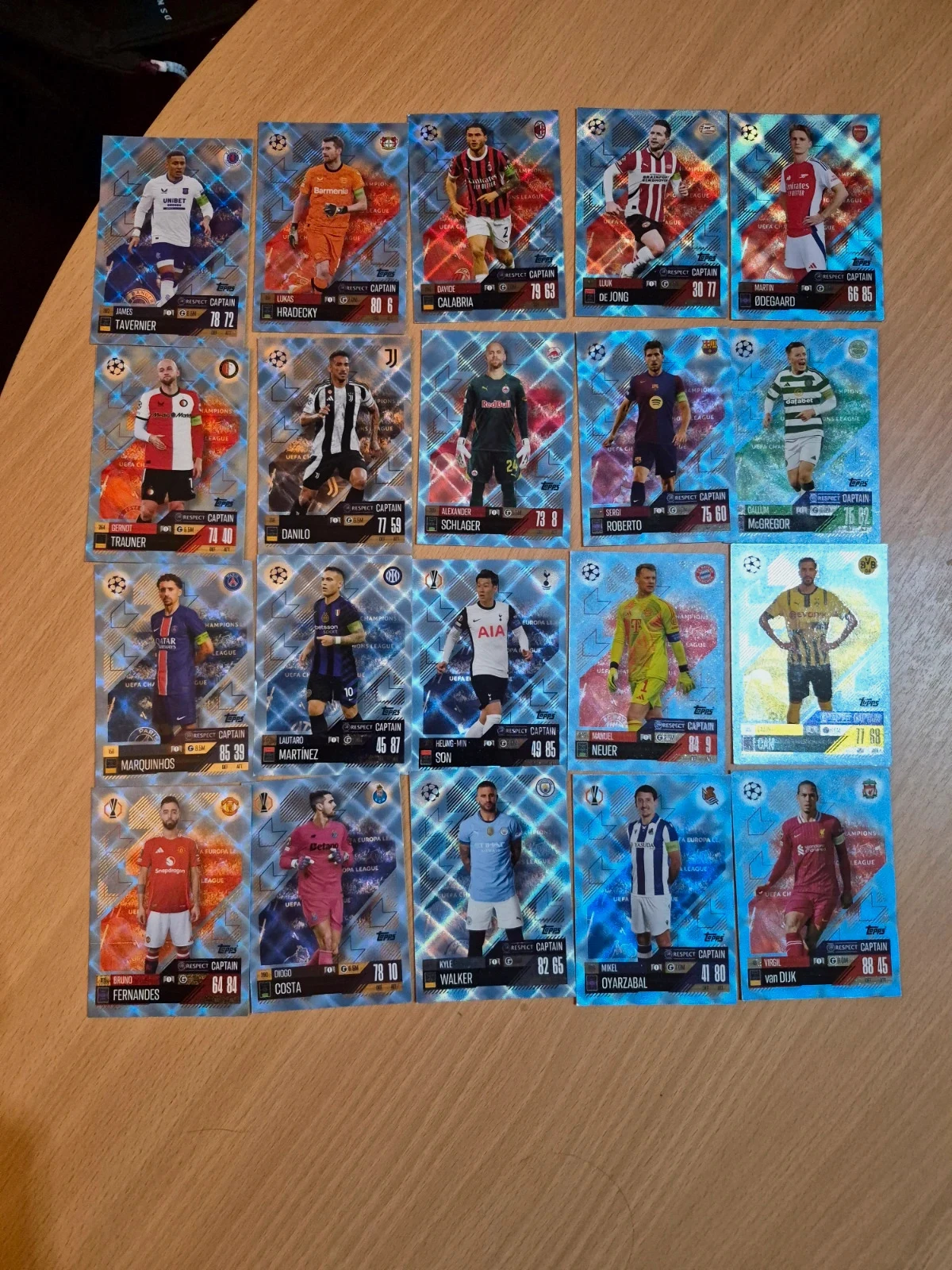 Lot de 20 cartes topps match attax respect captain