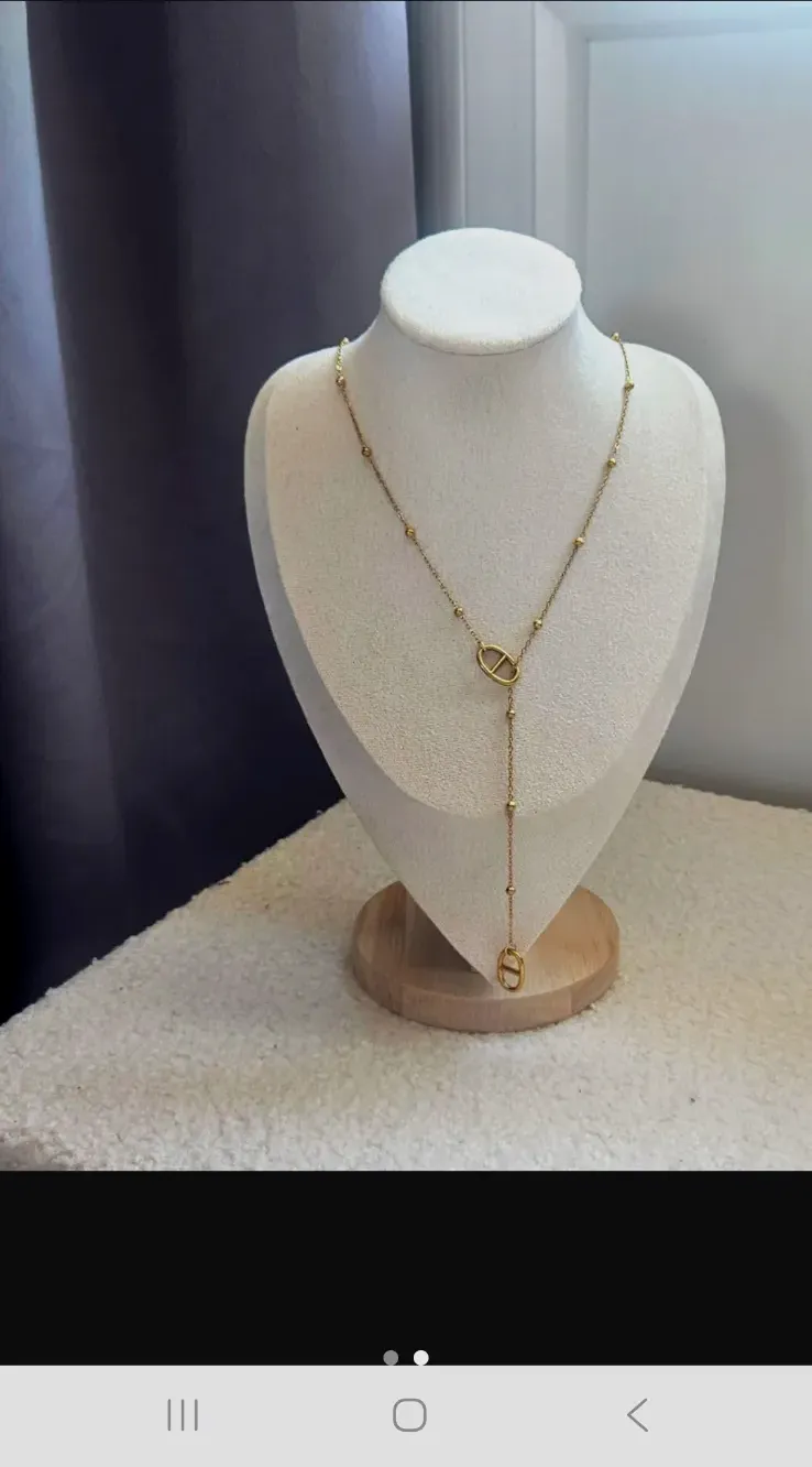 Collier Y maille marine acier inoxydable – Tendance – doré 2