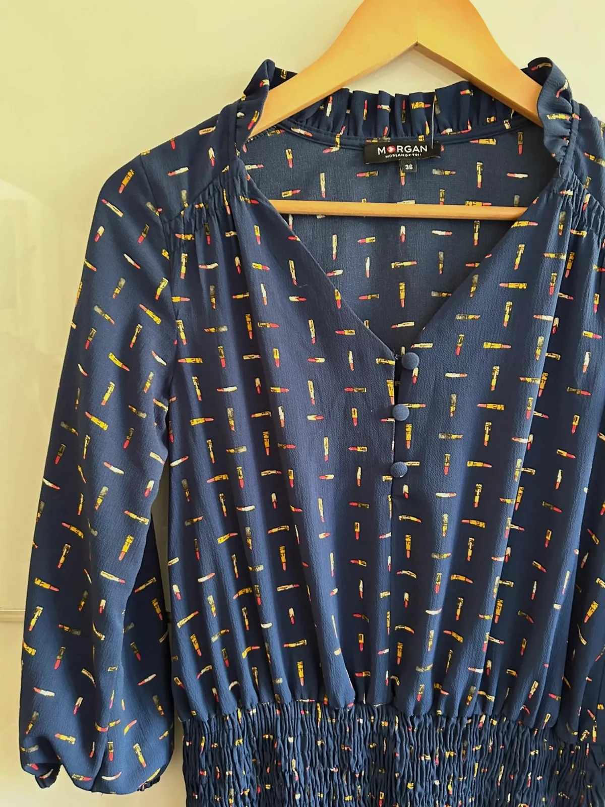Robe Morgan 36 bleu marine manches longues fluide taille smockée mi-saison – Morgan – taille S / 36 / 8 3