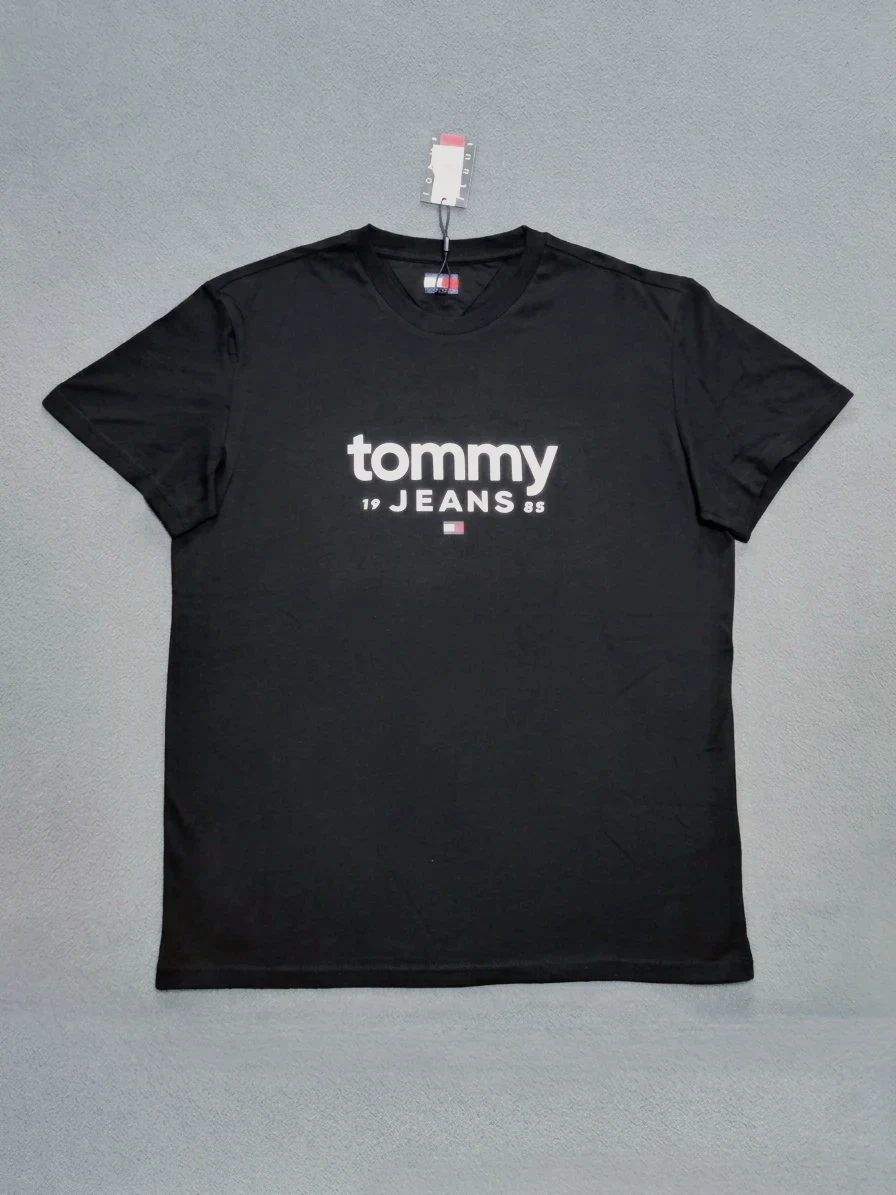 T-shirt noir Tommy Jeans logo imprimer