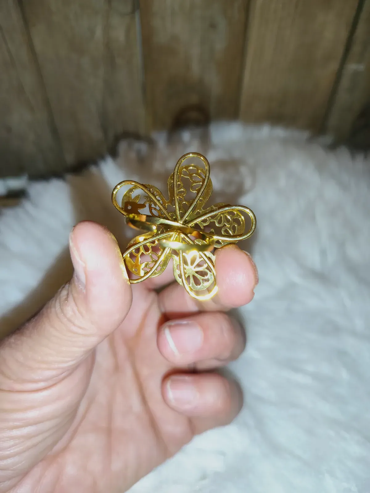 Bague fleur filigranée dorée ajustable – Éclat paris – taille S 3