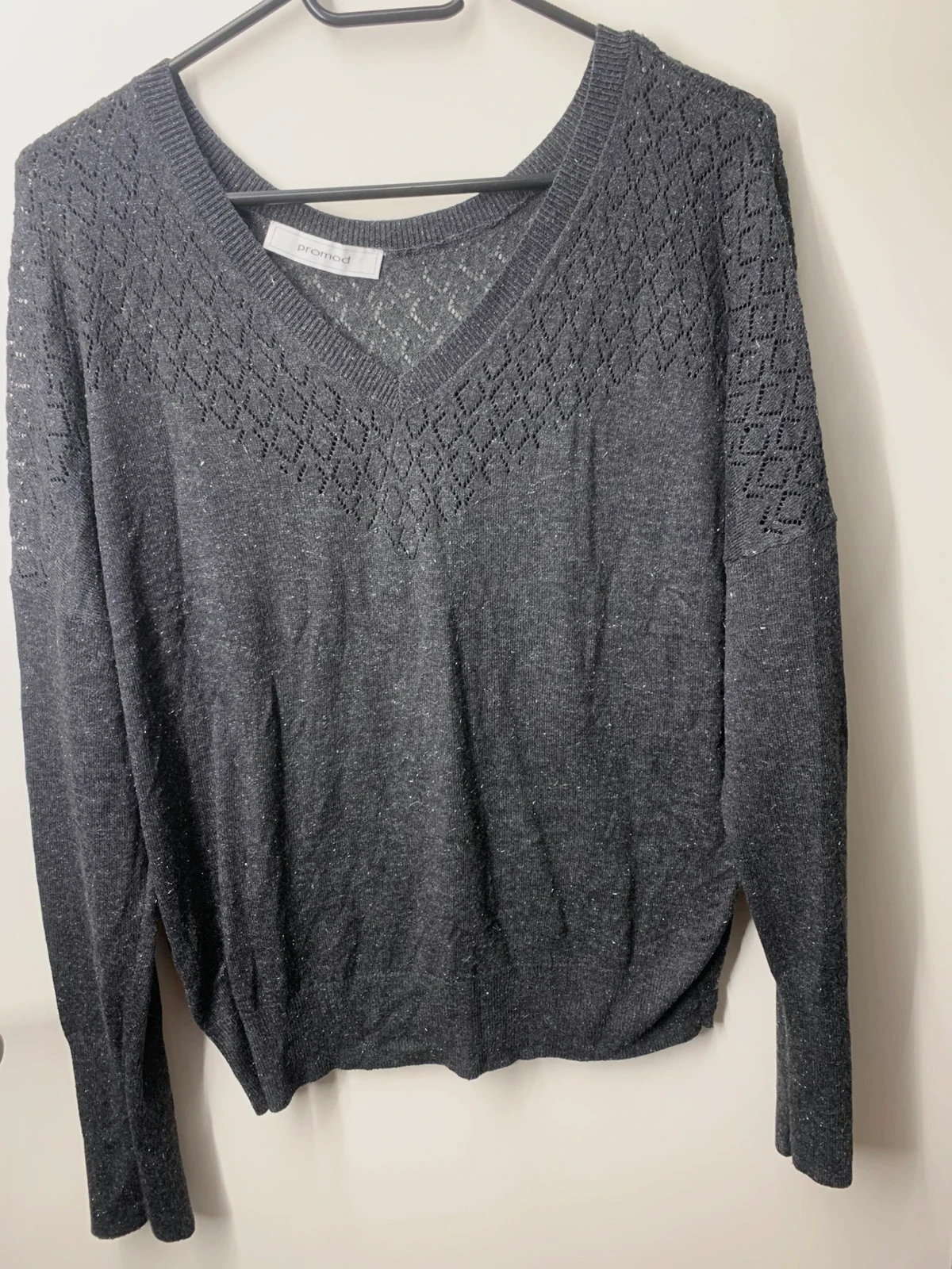 Pull Promod gris anthracite ajouré filaments argentés – taille S – Promod – taille S / 36 / 8