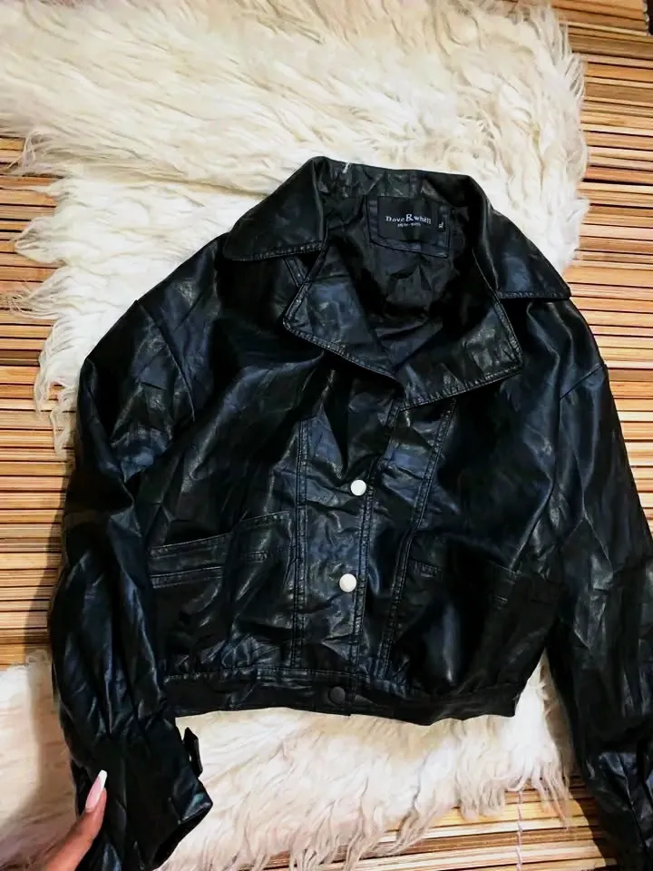 Veste en cuir noir court – no brand – noir – taille L 2