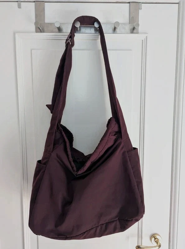 Sac besace bordeaux en toile