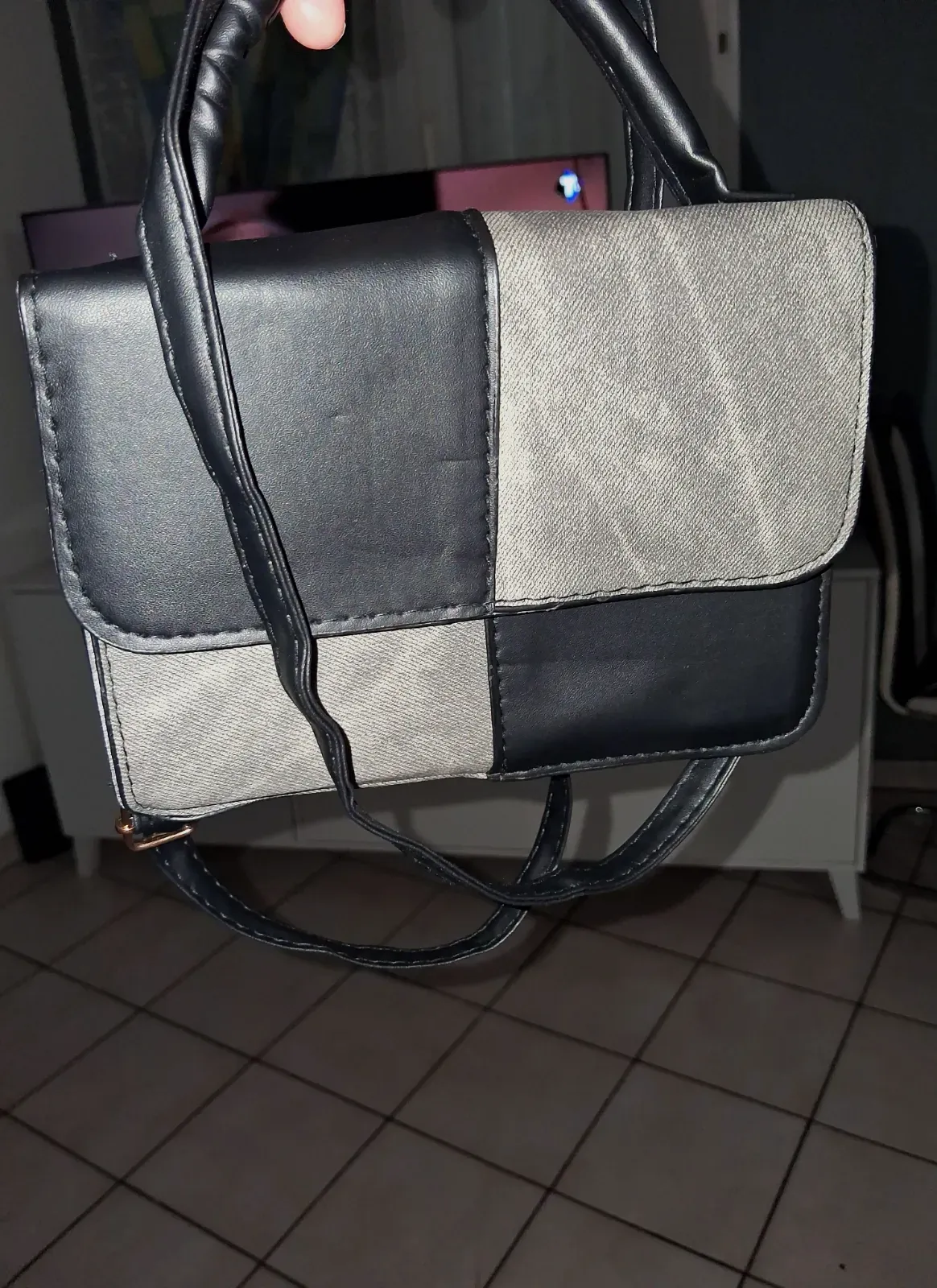 Sac bandoulière bicolore noir et gris – sac femme – taille Taille unique 2