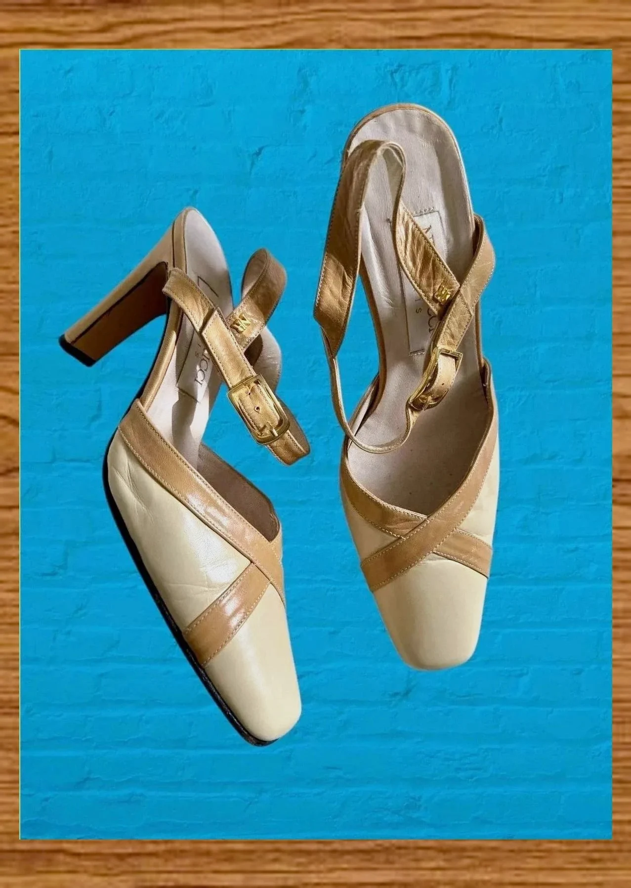 Espectaculares zapatos bicolor , piel , vintage de Nina Ricci, número 37 😍