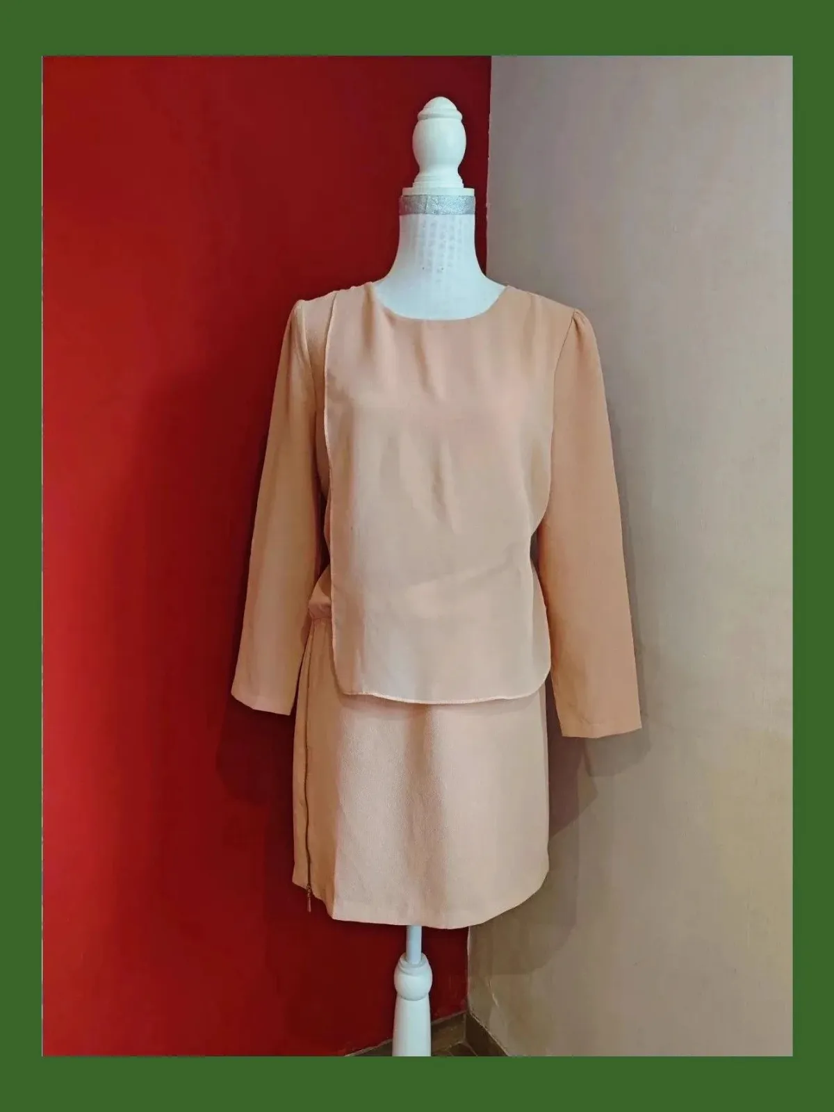 🌺 Vestido tono naranja pastel con volante de gasa delante y cremallera lateral en falda – MD WOMAN – taille L / 40 / 12 2