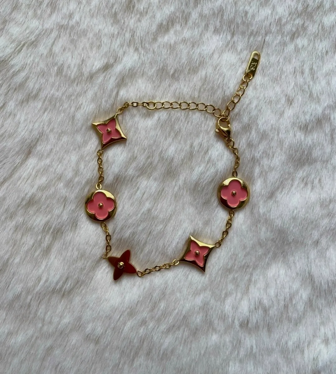 Bracelet chaîne fleurs étoiles doré – Sans marque – doré 3
