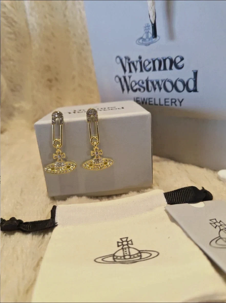 Boucles d'oreilles Vivienne Westwood dorées avec strass – Vivienne Westwood – doré – taille Taille unique