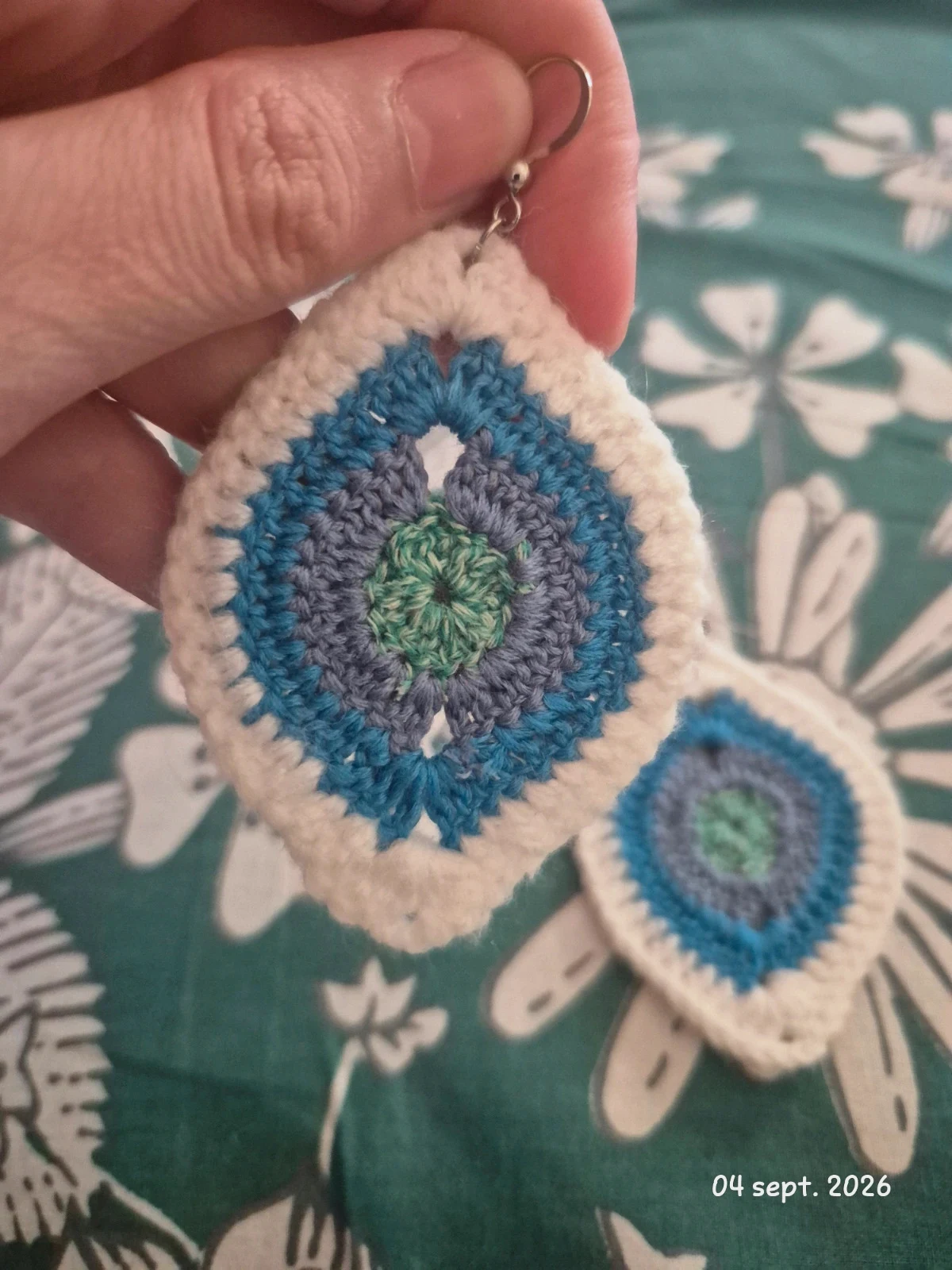 Boucles oreilles bleu/blanc