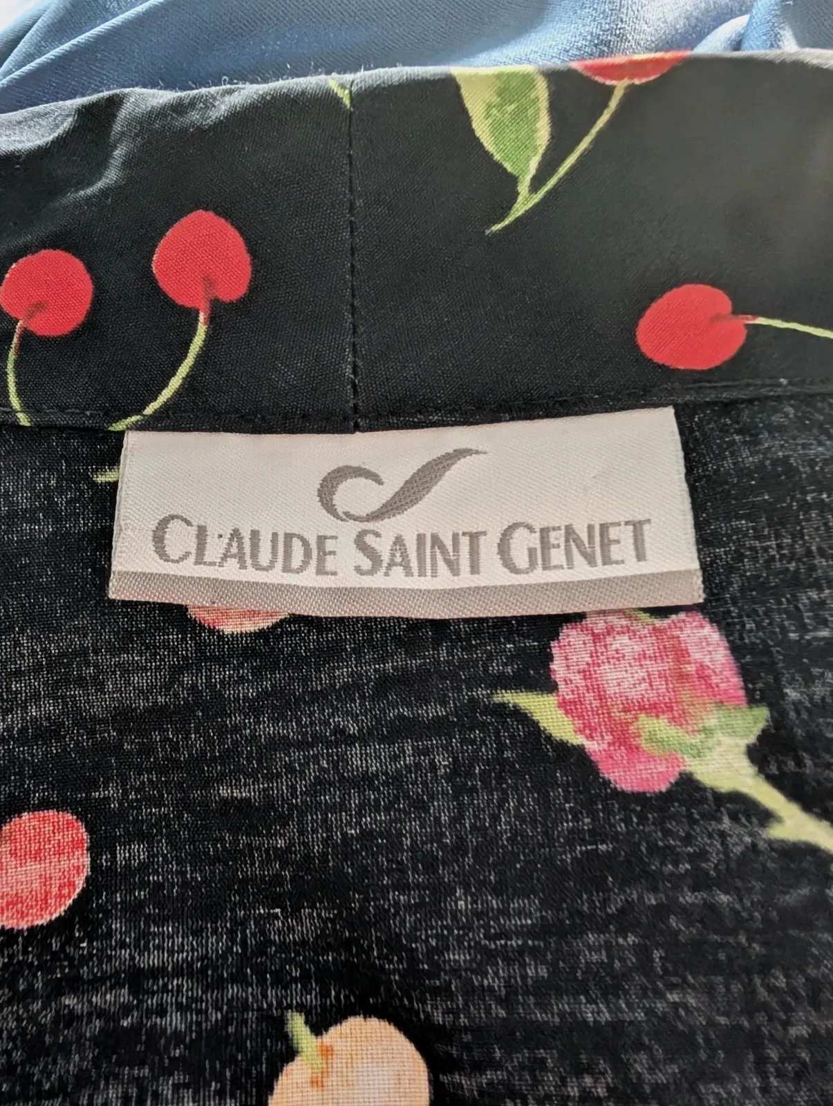 Chemisier vintage motifs cerises année 88 Claude St Genest Taille 36/38 – Claude Saint Genet – taille M / 38 / 10 5