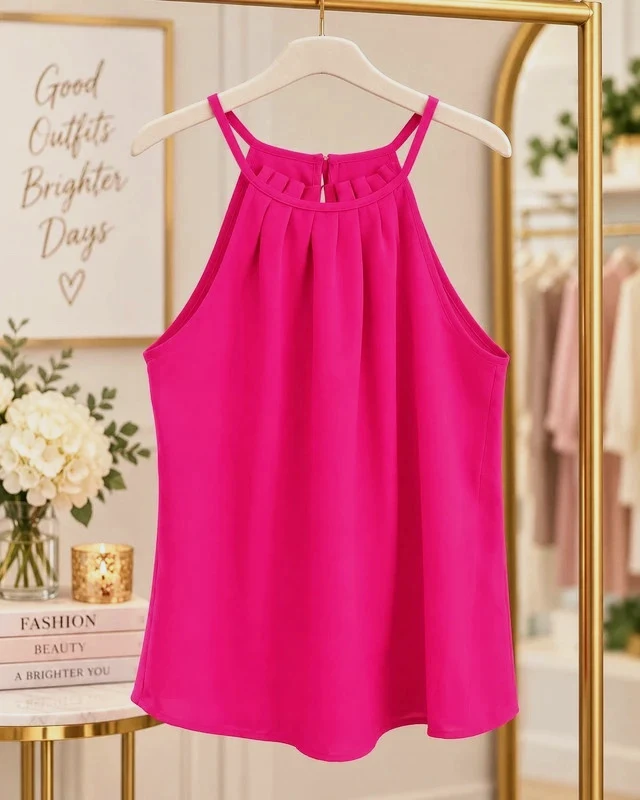 Hot Pink Sleeveless Blouse – Chic & Feminine – taille M / US 8-10