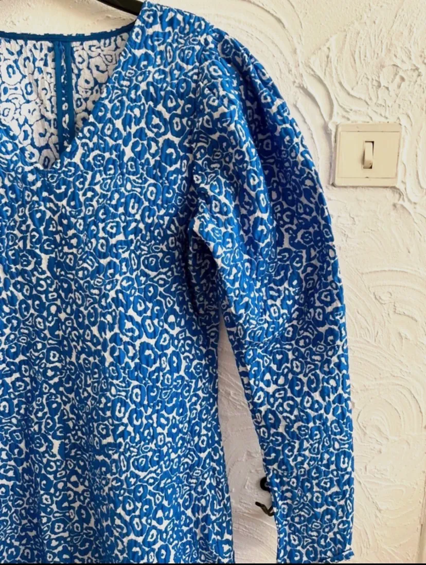 Robe bleue motifs fleuris manches longues – jolie – bleu – taille S 2
