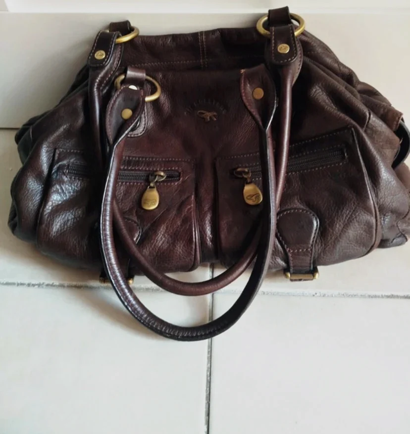 Sac à main cuir marron vintage