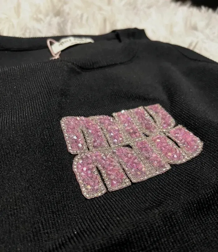 Débardeur Miu Miu noir avec logo strass – Miu Miu – taille L 2