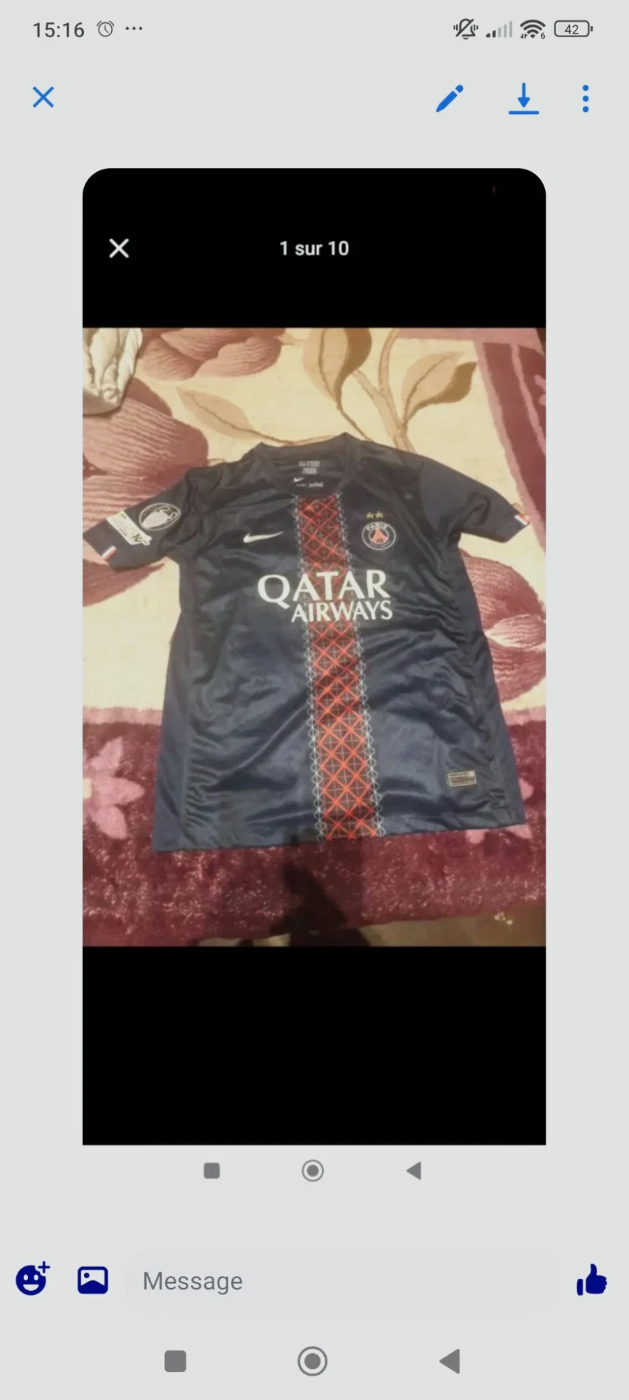 Maillot PSG 2 étoiles neuf taille l