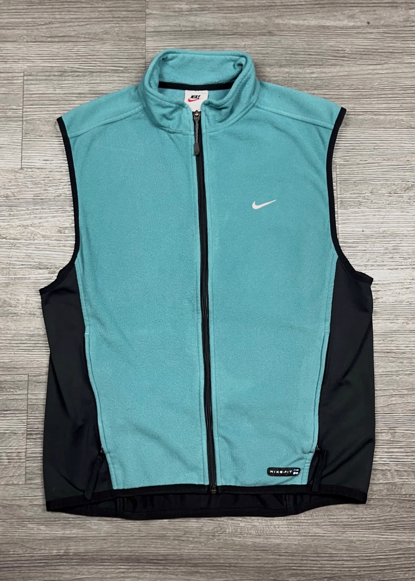 Veste Sans Manches Polaire Nike Vintage Y2K Nike Fit Bleu Vert/Noir /L/ 