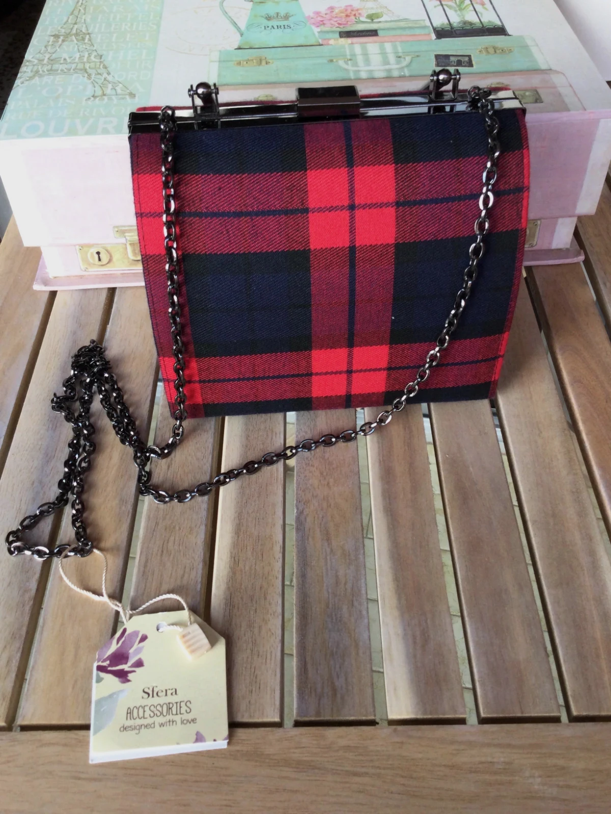 Bolso de mano de cuadros
