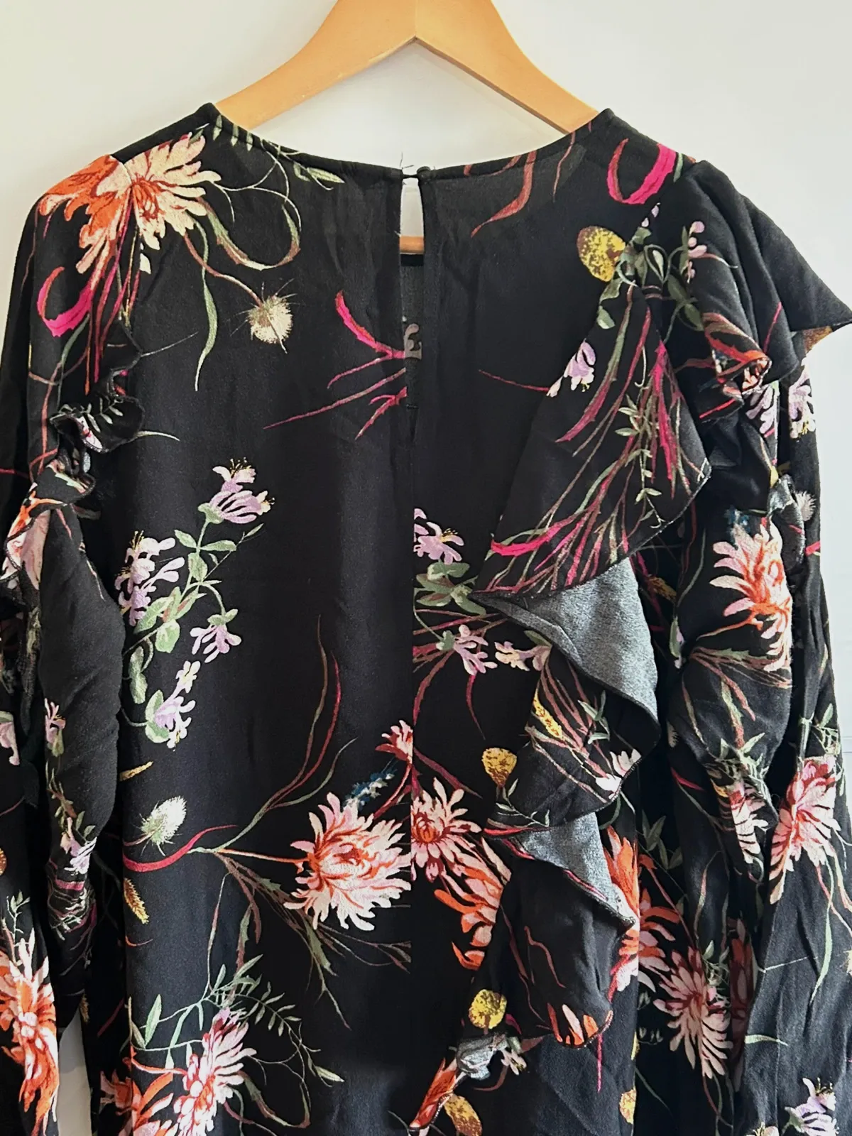 Robe longue XL 42 noire fleurie fluide à volants 100% viscose – H&M – taille XL 5