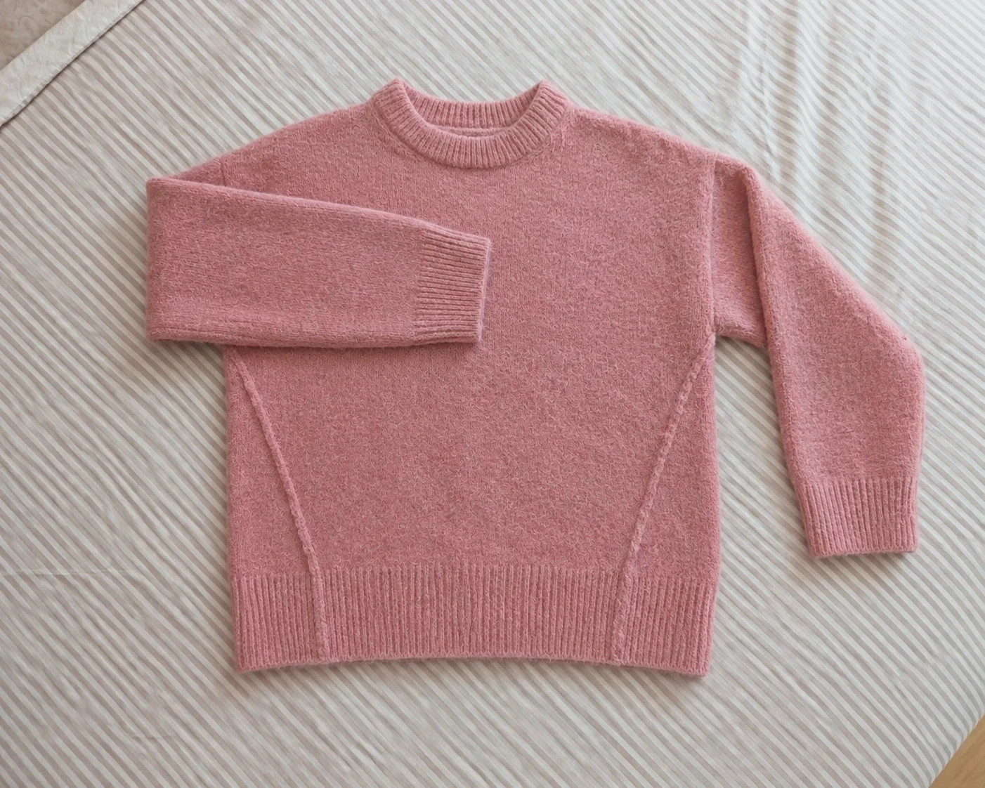 Pink Wool Mix Crewneck Brushed Knit Jumper UK 12