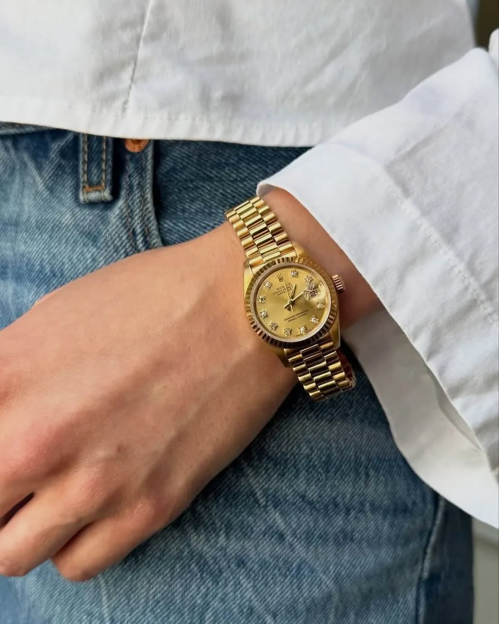 Montre analogique dorée bracelet chaîne – Rolex – doré – taille Taille unique 2