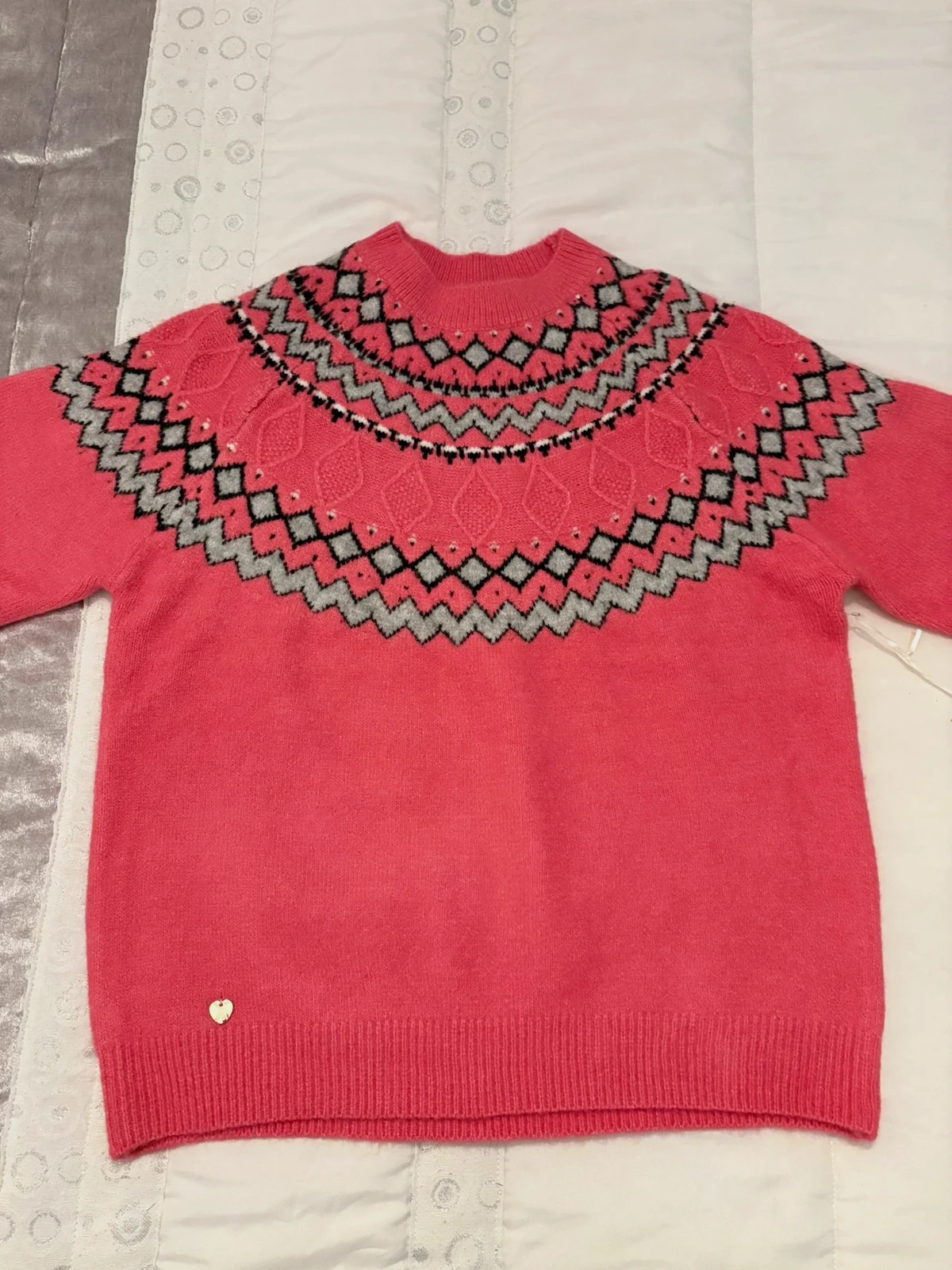 Pull rose motif nordique /chaud & tendance