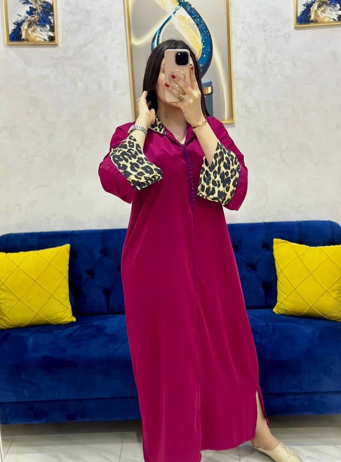 Jellaba léopard tendance haute qualité L/XL