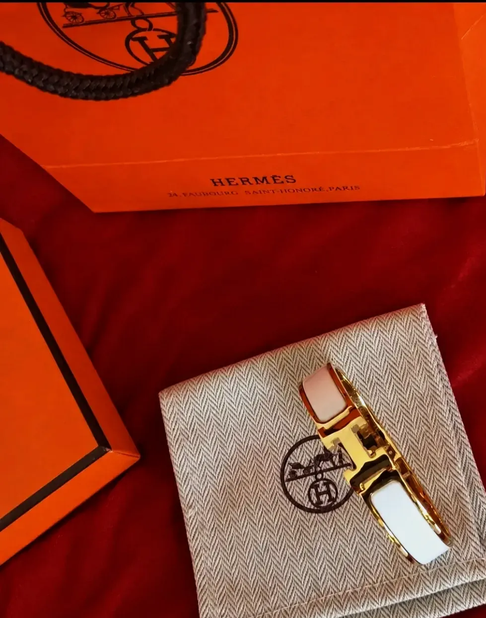 Bracelet Hermès Clic-Clac email or blanc – Hermès – blanc et or – taille Taille unique 3