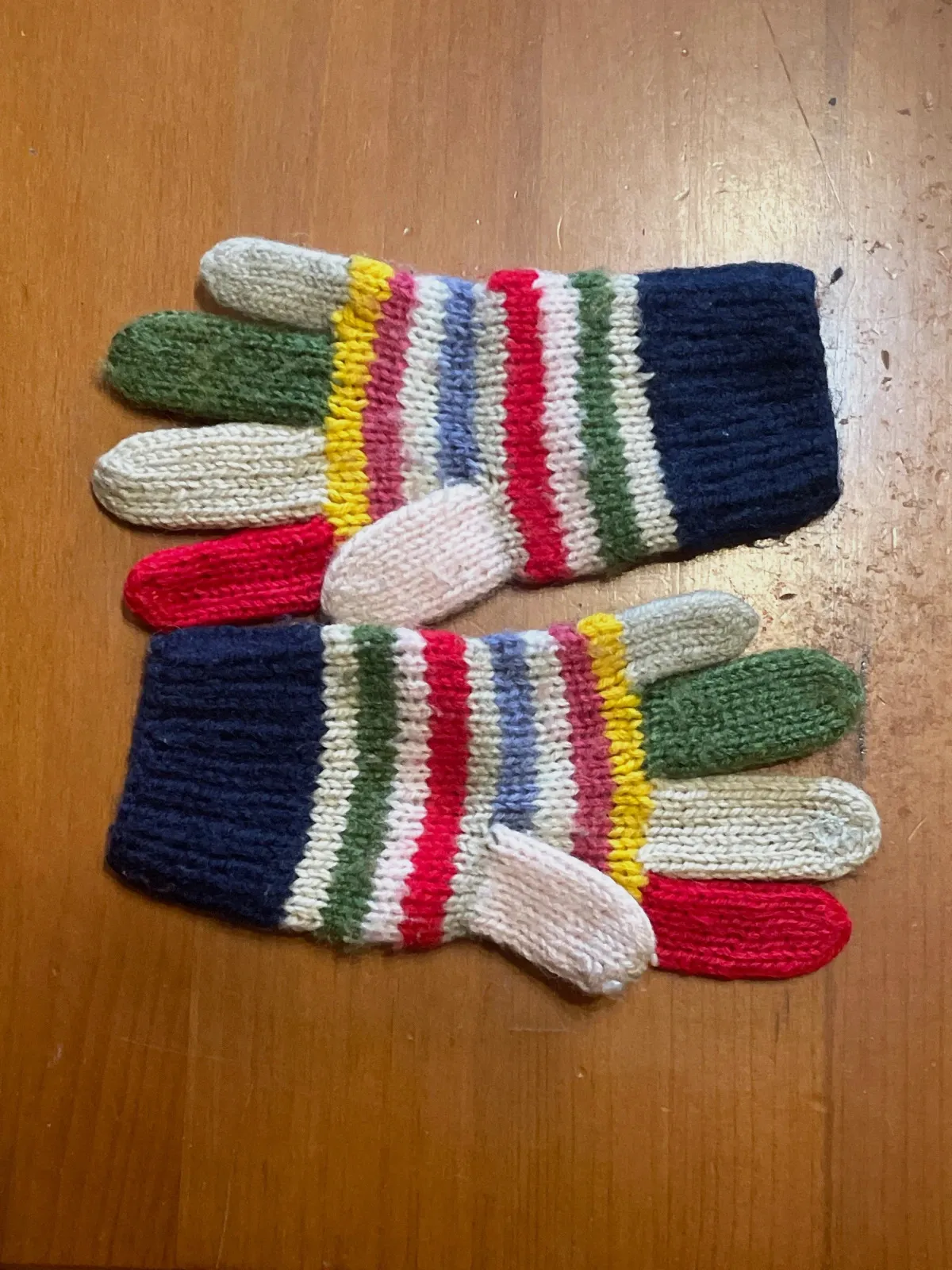 Guantes de lana hechos a mano rayas multicolor - Muy cálidos – Lana – taille Taille unique 3
