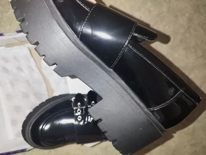 Wednesday Chaussures plateforme noires vernis – Wednesday – noir vernis – taille EU 39 4